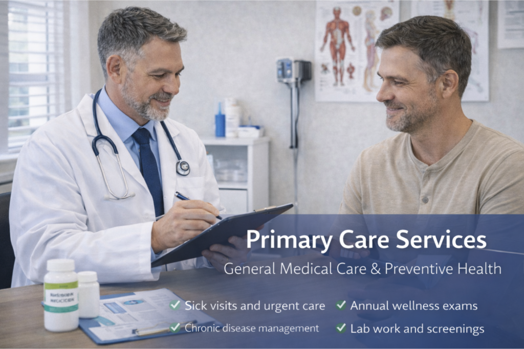 Primary care physician providing comprehensive medical care including wellness exams and preventive services at Serenity Rehabilitation Center in Pontiac, Michigan.